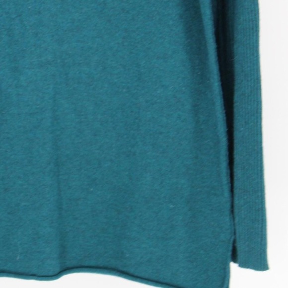 Vintage XL Teal Blue Wool Angora Blend Deep V-Neck Ribbed Sleeve Y2K Sweater - Picture 6 of 12